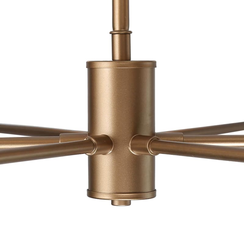 Mid-century Modern Gold 6-Light Glass Wagon Wheel Chandelier for Dining Room - D23'' x H30''