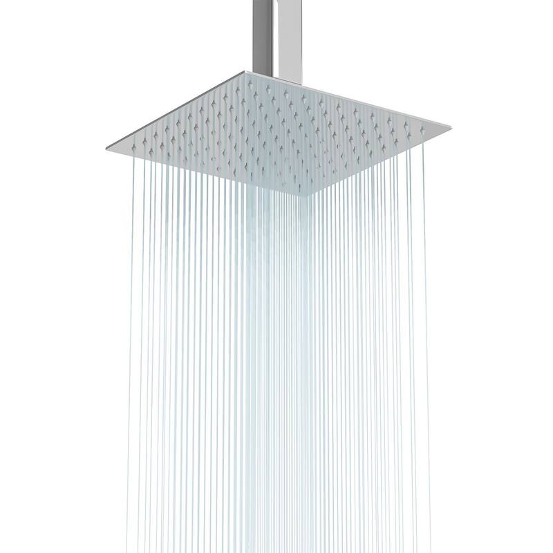 8/10/12/16 Inch Adjustable Rainfall Shower Head Wall-mounted Solid Square Ultra Thin 304 Stainless Steel