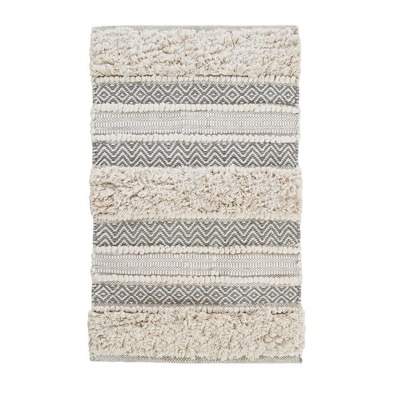Woven Texture Stripe Bath Rug Grey 20x32"