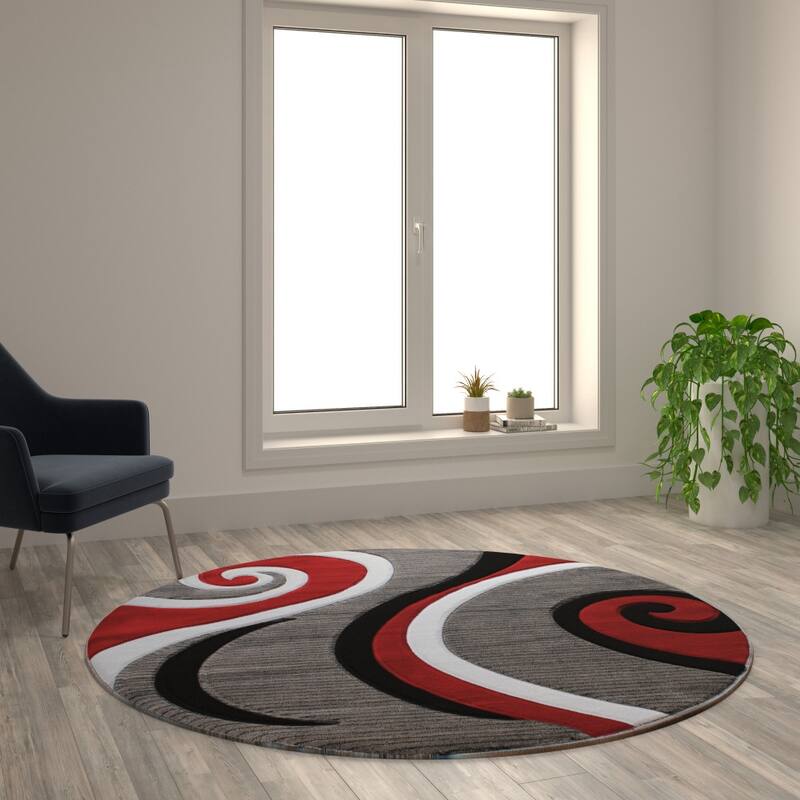 Modern High-Low Sculpted Swirl Design Abstract Area Rug