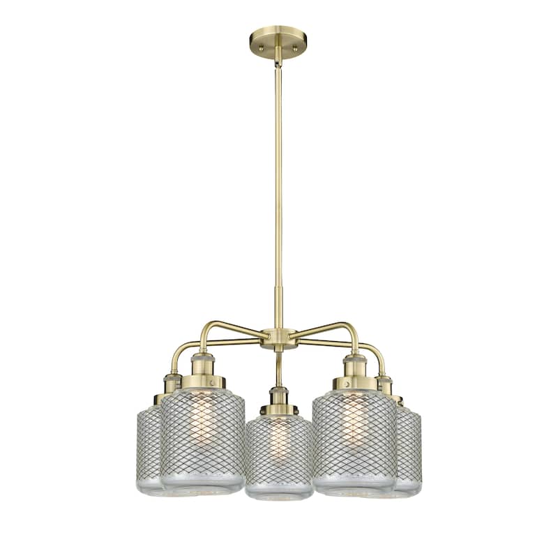 Innovations Lighting Edison - 5 Light 24" Stem Hung Chandelier - Antique Brass