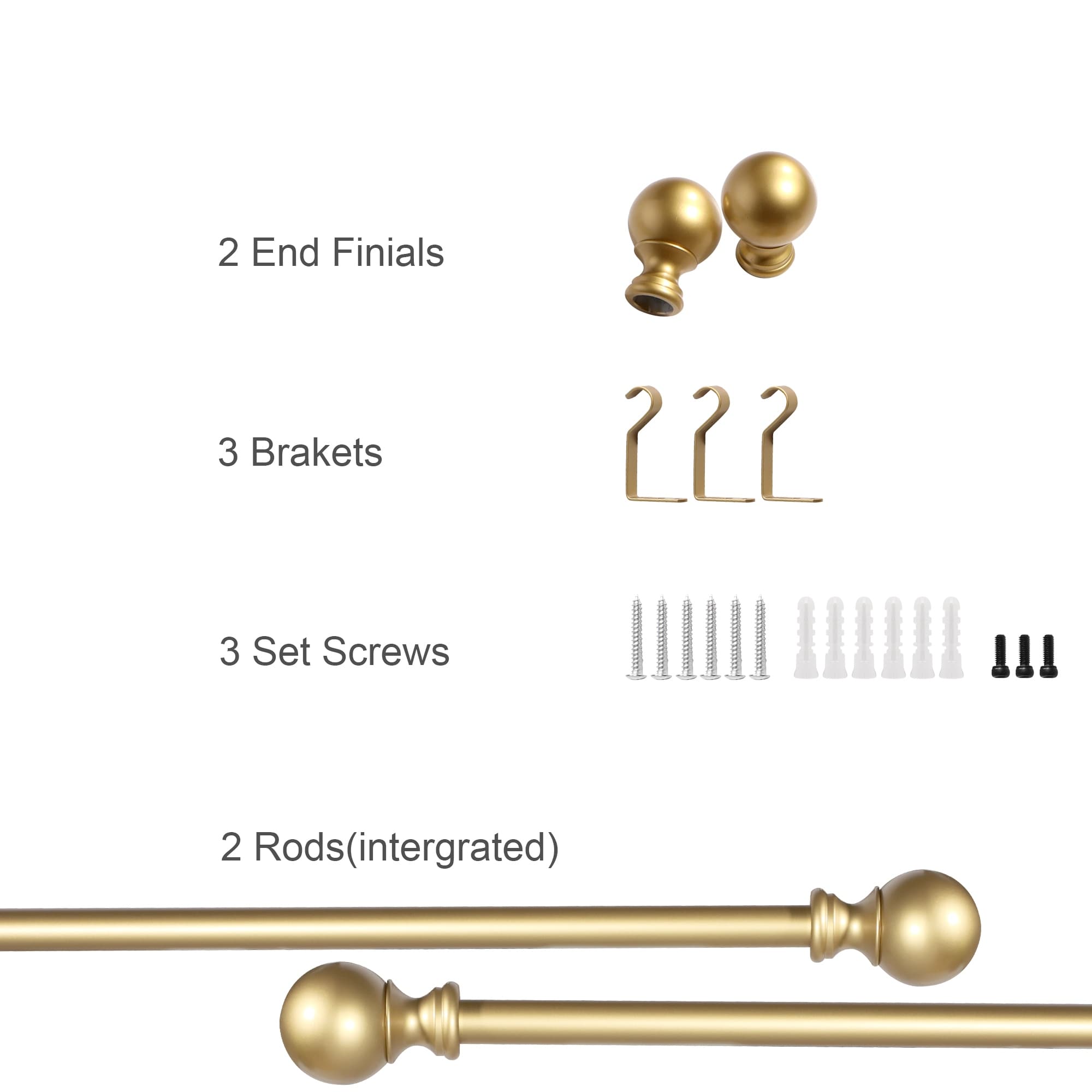 Gold Metal Curtain Rod with Round Finials On Sale Bed Bath & Beyond