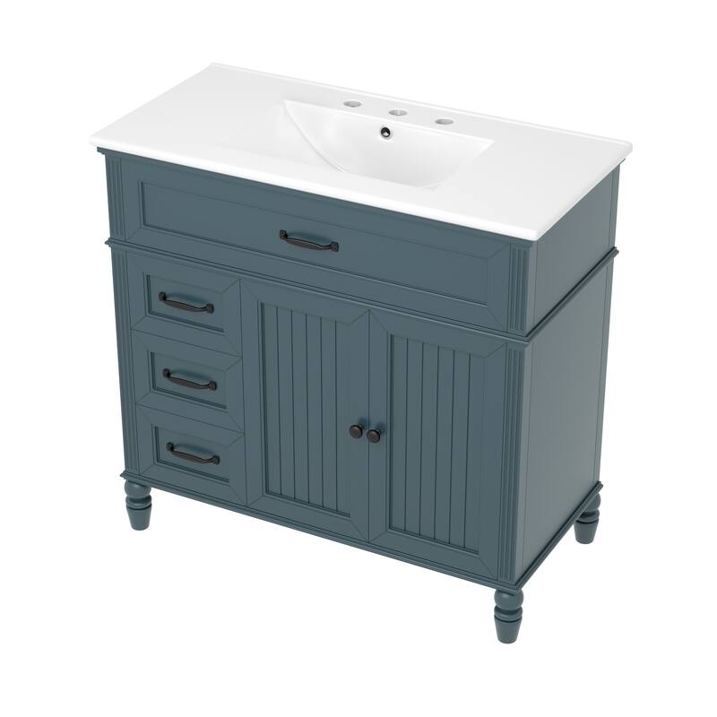 Roomfitters 36" Bathroom Vanity with Sink Cabinet with Drawers One Package Solid Frame and MDF Board Combo
