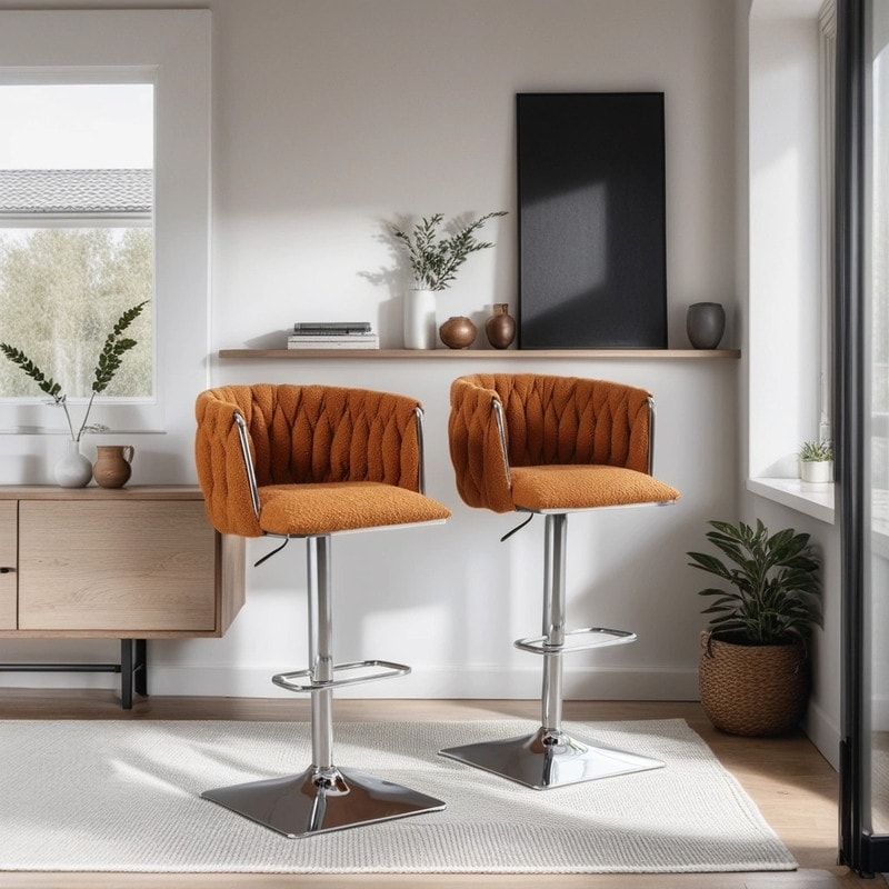 Adjustable 360 Swivel Bar Stools Set of 2 with Back and Arm