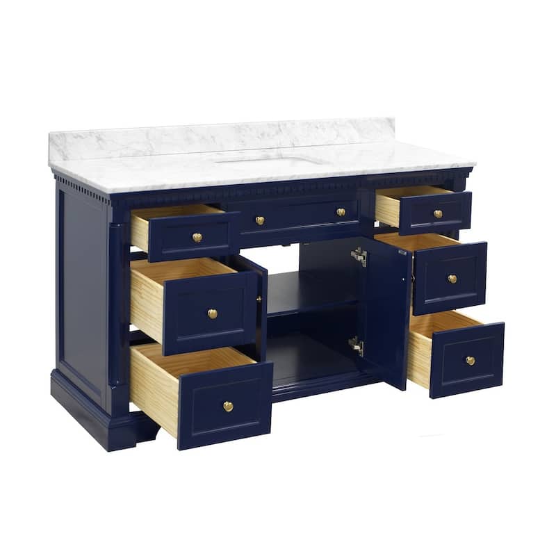 KitchenBathCollection Sydney 60" Single Bathroom Vanity with Carrara Marble Top