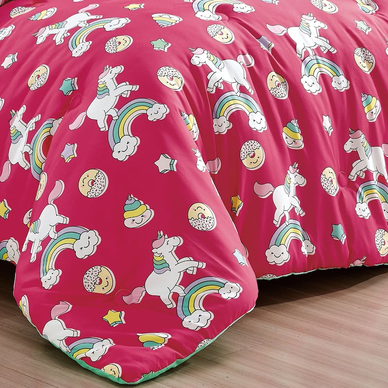 Shatex RAINBOW 4PC Kids Lightweight Bedspread set,Oversized Reversible Quilt set,Bedding Comforter Set