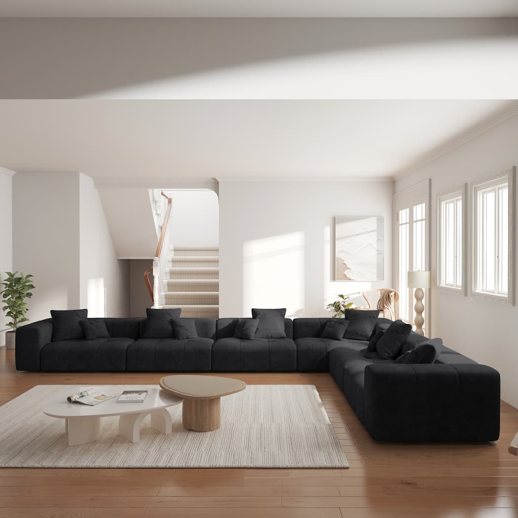 183''W Large Linen Corner Sectional Couch for Living Room Sofa Set