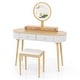 preview thumbnail 4 of 38, Costway Solid Wood Makeup Vanity Desk Set with LED Lighted Mirror