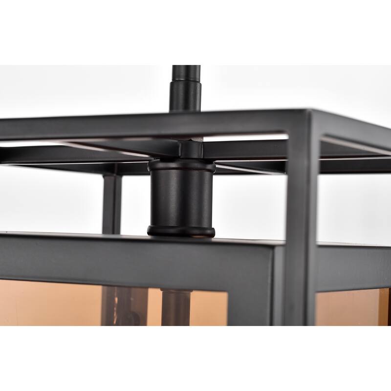 Anhara Matte Black 3-Light Metal & Glass Geometric Pendant Light