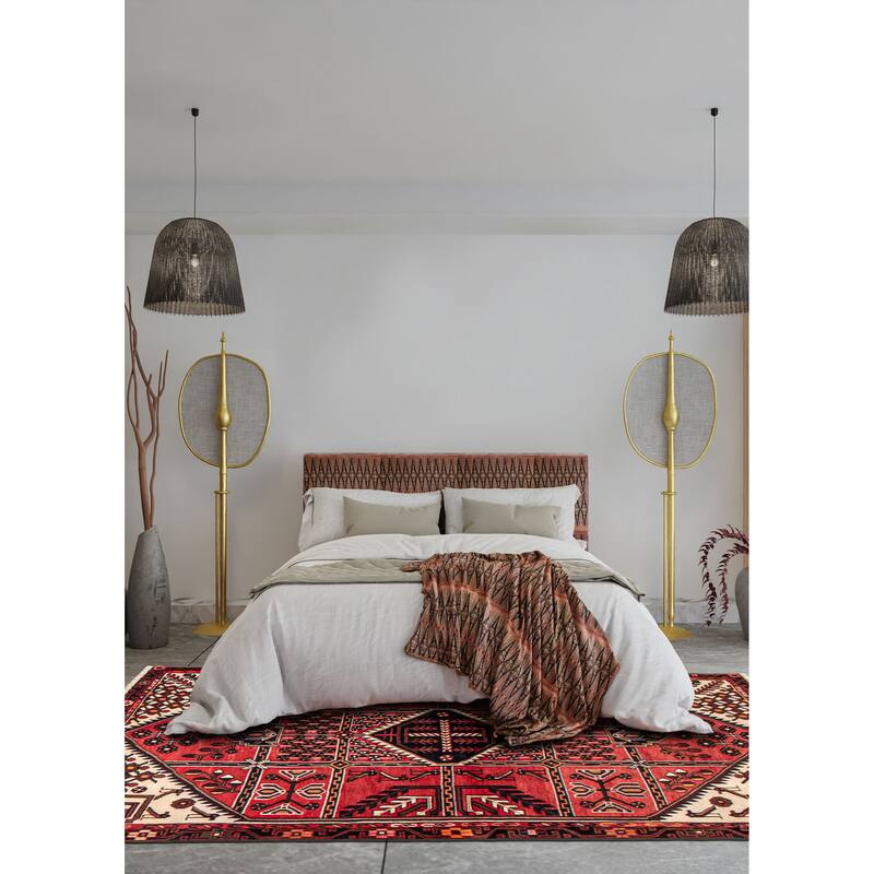 ECARPETGALLERY Hand-knotted Andelz Red Wool Rug - 4'8 x 7'1