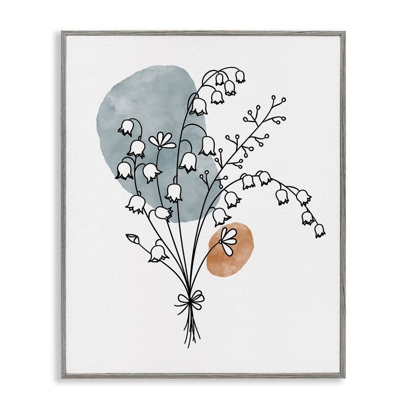 Stupell Lily of the Valley Wildflower Framed Giclee Art, Design by JJ Design House LLC - 11 x 14 - Grey