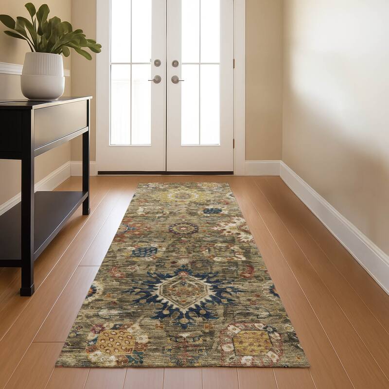 Premium Washable Super Soft Traditional Kashan Mayfield Rug - Brown - 2'3" x 7'6"