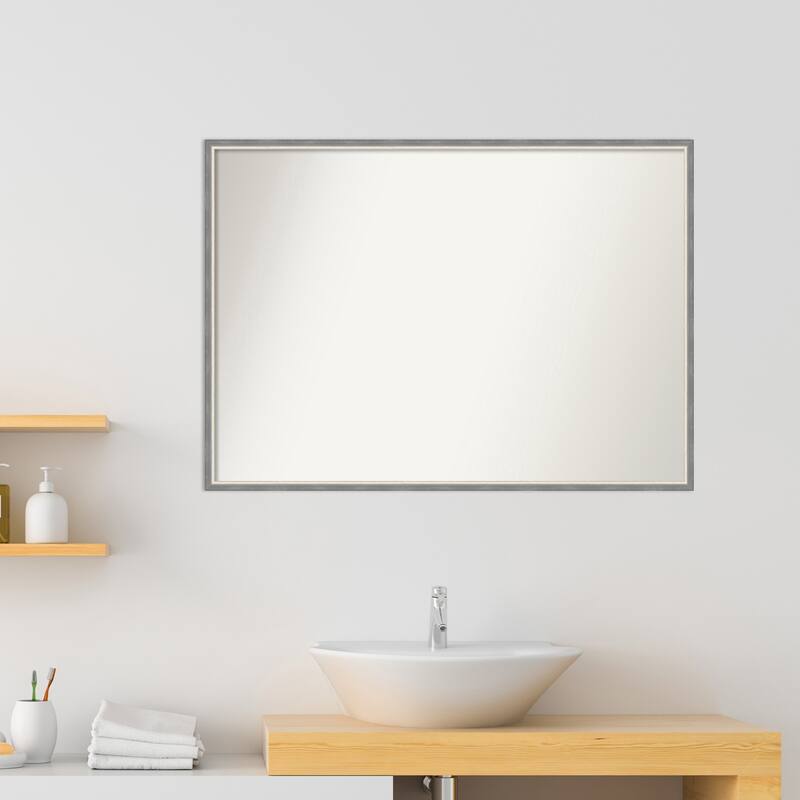 Theo Narrow Non-Beveled Wood Framed Bathroom Vanity Wall Mirror