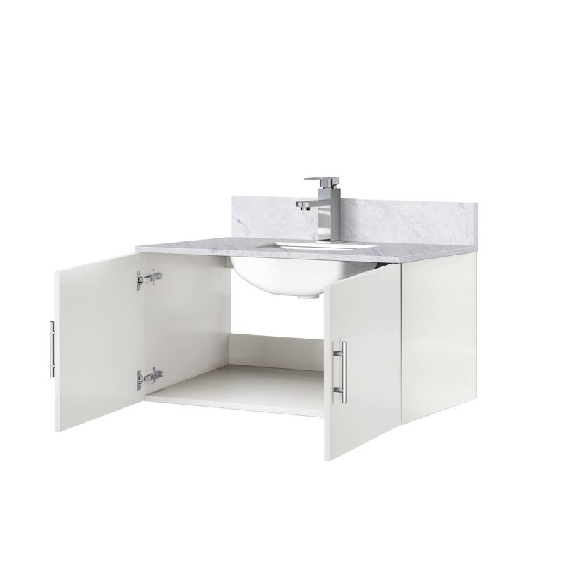 Geneva Bath Vanity Carrara Marble Top, Sink and Faucet