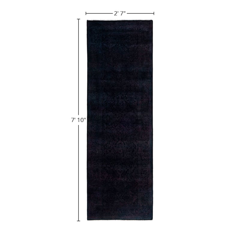 Overdyed One-of-a-Kind Hand-Knotted Area Rug - Black - 2' 7" x 7' 10"
