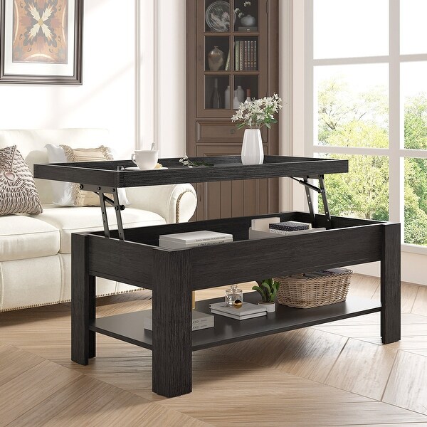 VECELO Lift Top Coffee Table with Hidden Storage and Open