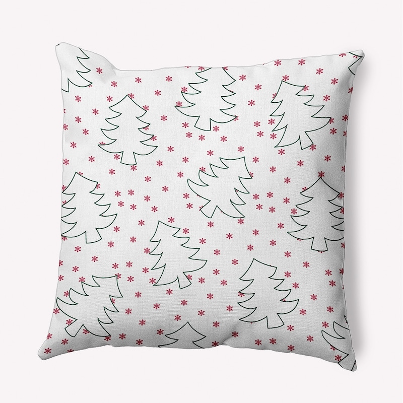 Christmas Tree Outlines Indoor/Outdoor Throw Pillow - 16" x 16" - Christmas Pink