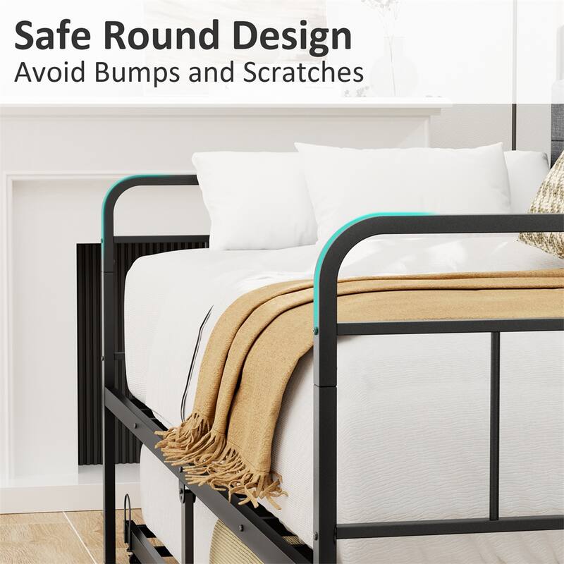 Modern Twin Size Daybed with Trundle,Upholstered Storage Headboard
