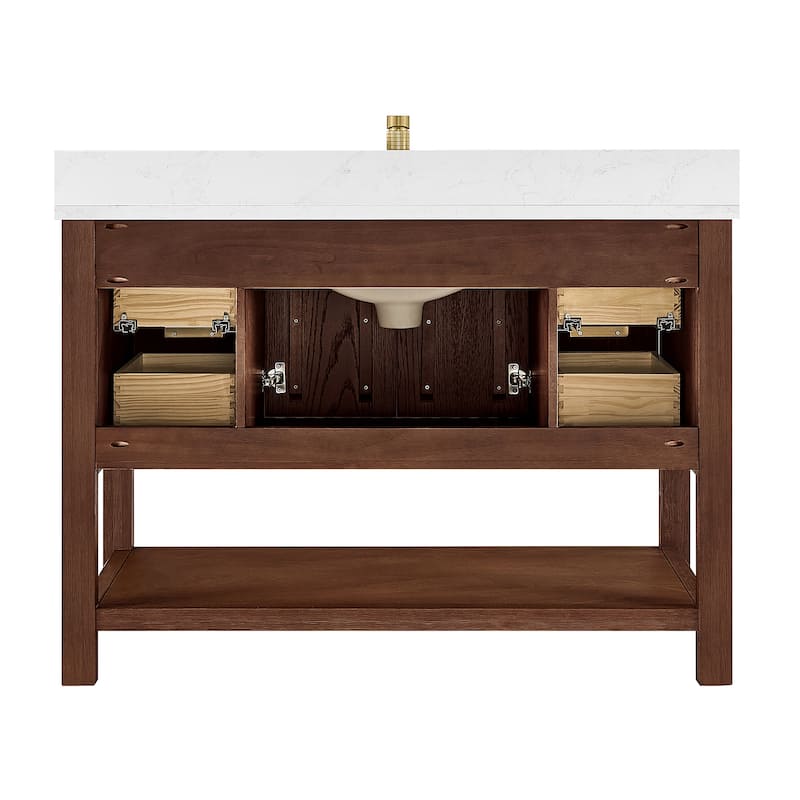 Tehran Bath Vanity with Composite Stone Top without Mirror