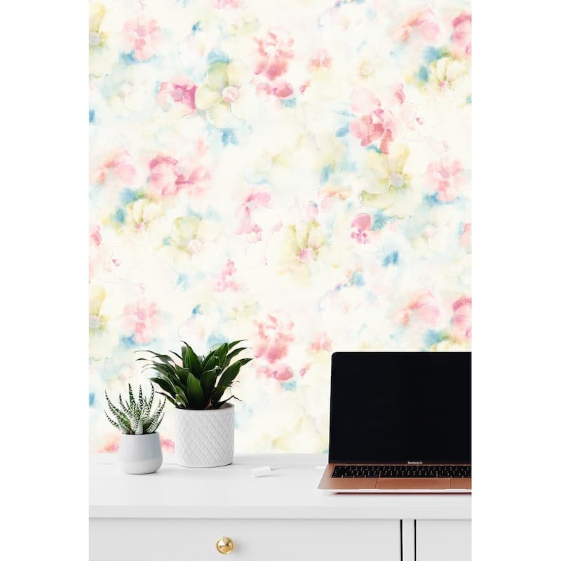 Seabrook Designs Sanela Watercolor Flowers Unpasted Wallpaper