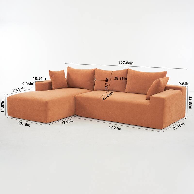 107.88" Chenille Extra-Deep Modular Cloud Sofa with 30D High-Density Foam & Spring Support