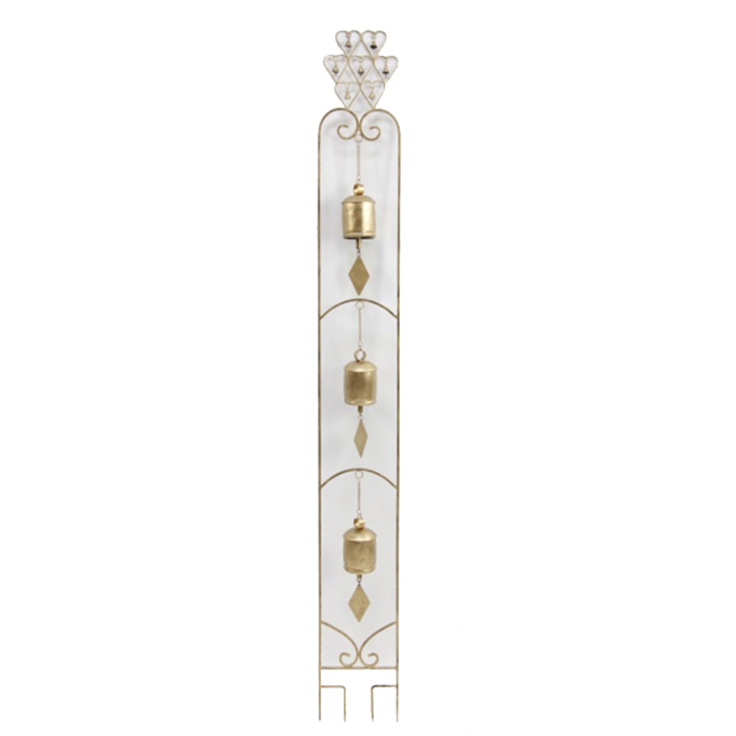 67" Metal Garden Bell Stake with Antique Finish, Bronze