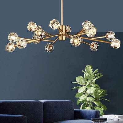 Modern Crystal 18 Light Cluster Sputnik Geometric Chandelier - 42''