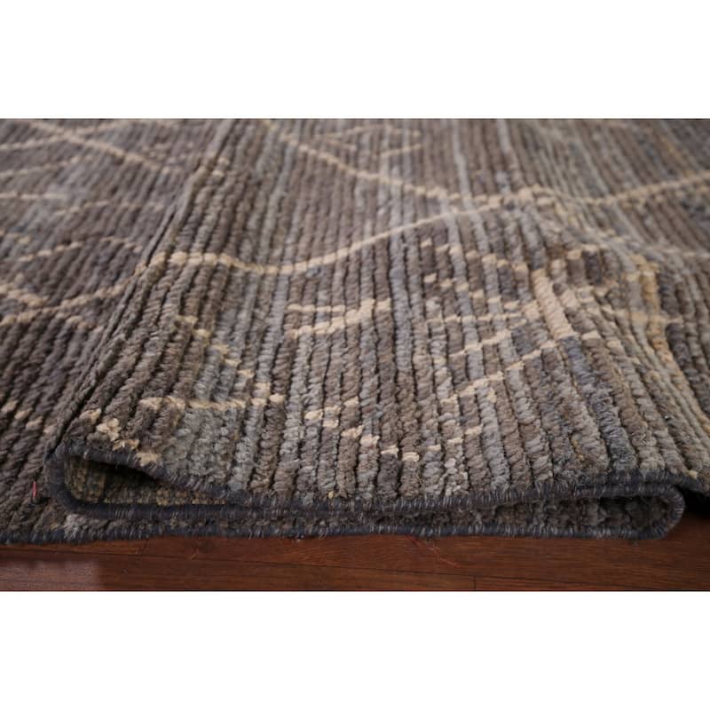 Trellis Geometric Moroccan Oriental Area Rug Hand-Knotted Wool Carpet - 7'0"x 11'2"