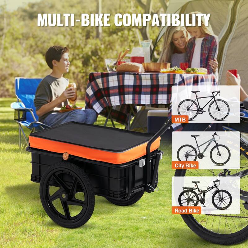 Bike Cargo Trailer, Heavy-Duty Bicycle Wagon Cart, Foldable Compact Storage & Quick Release with Universal Hitch