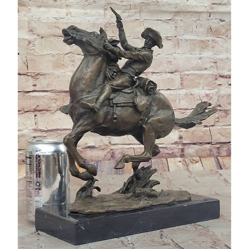 Galloping Cowboy With Revolver – Dynamic Bronze Western Sculpture Remington