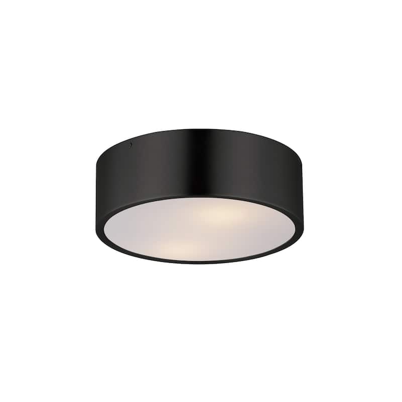 Maxim 10494 Tommy 2 Light 12" Wide Flush Mount Drum Ceiling Fixture - Black