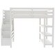 preview thumbnail 19 of 22, Twin/Full Size Loft Bed with White LED Light, Bed Frame with Shelves, Storage Staircase and Small Wardrobe