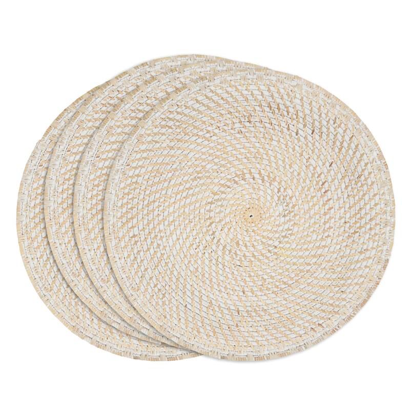 Rattan Placemats With Woven Design (Set of 4)