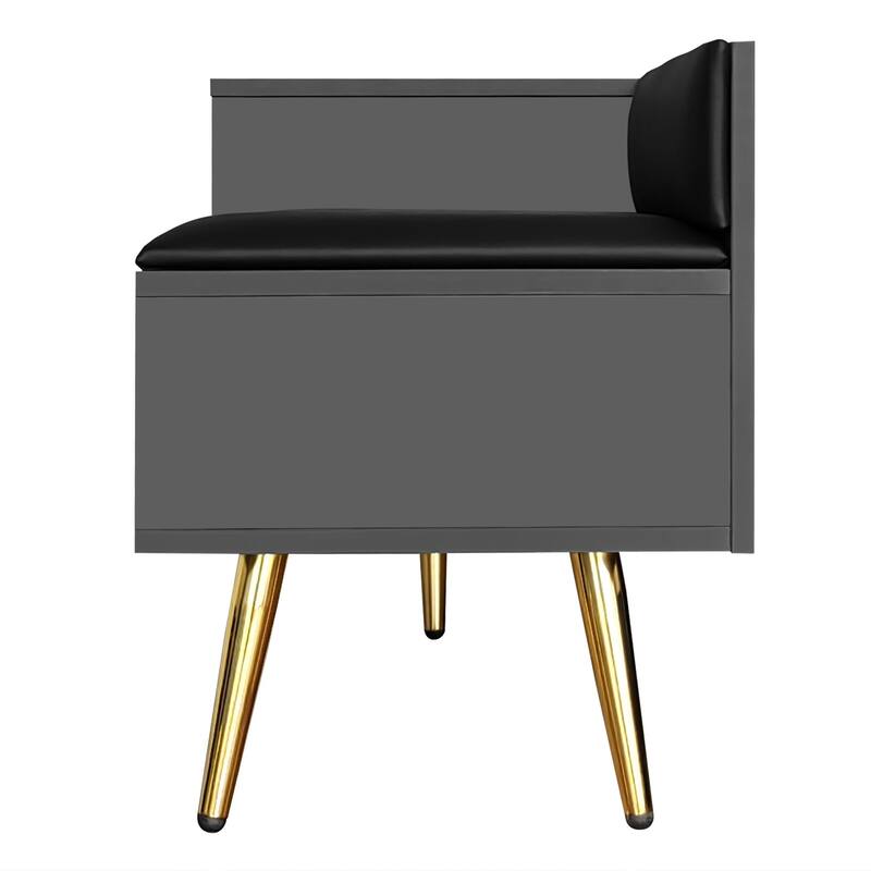 Modern Shoe Storage Bench with Hidden Storage and Upholstered Cushions