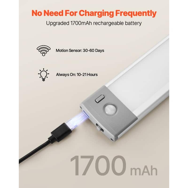 White USB Rechargeable LED Motion Sensor Lights with 4 Level Dimming