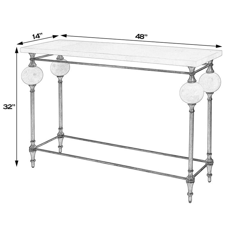 Amadeo 49 in. W Rectangular Stone and Metal Console Table