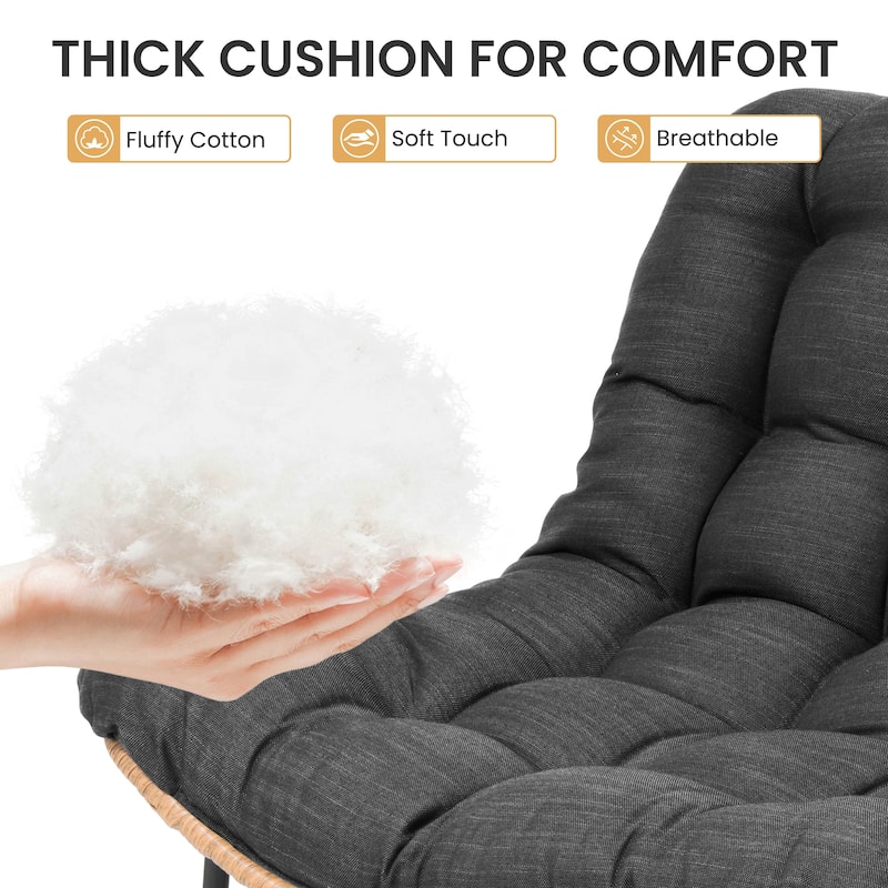 Outdoor Double Papasan Chair Loveseat Oversized PE Rattan Chair with Cushion