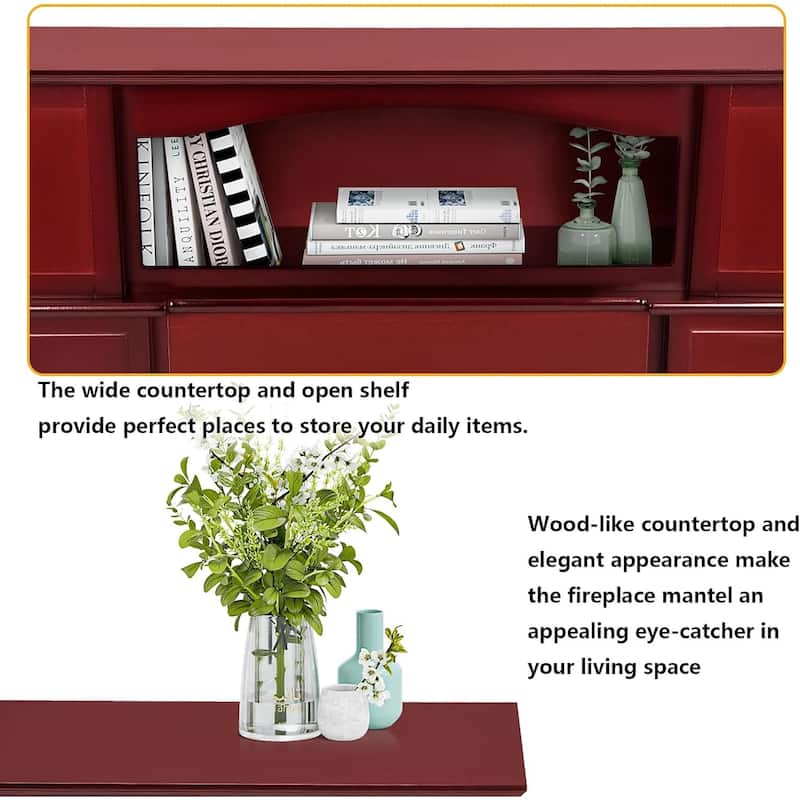 BOSSIN 43" Electric Fireplace with Mantel, 23 inch Electric Fireplace Insert,Freestanding TV Stand with Fireplace Wooden Firebox