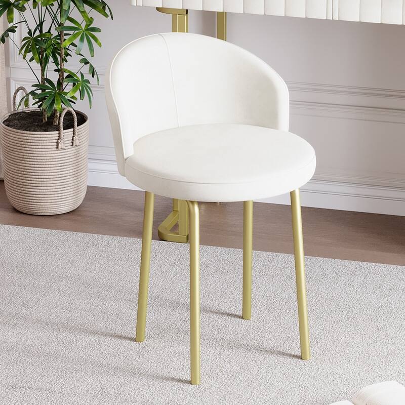 Velvet Upholstered Vanity Desk with Chair, Vanity Set with 5 Big Drawers, Makeup Table with Padded Chair
