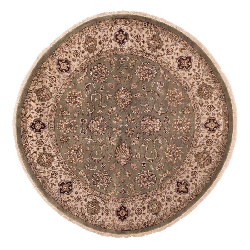 ECARPETGALLERY Hand-knotted Finest Agra Jaipur Light Green Wool Rug - 7'0 x 7'0