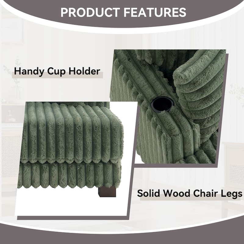 41.7" W Upholstered Plush Corduroy Chaise Lounge withe Pillows