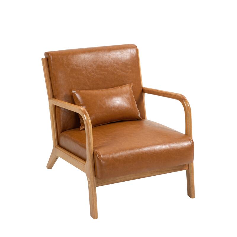2 Set Mid Century ModernUpholstered Accent Chairs Armchair with Pillow