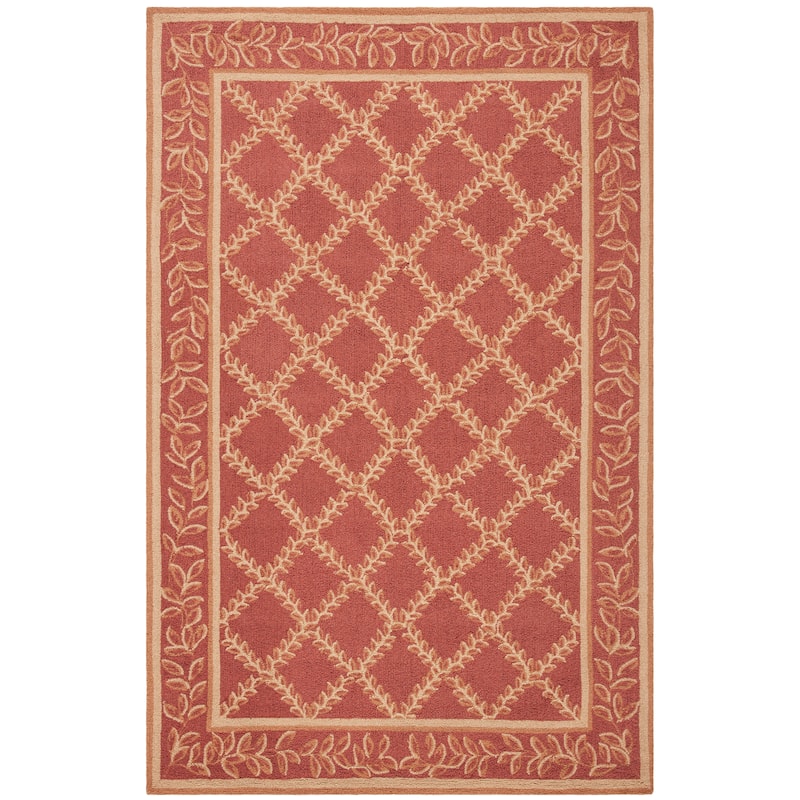SAFAVIEH Handmade Chelsea Sunstripe Trellis French Country Wool Rug - 8' x 10' - Rust/Gold