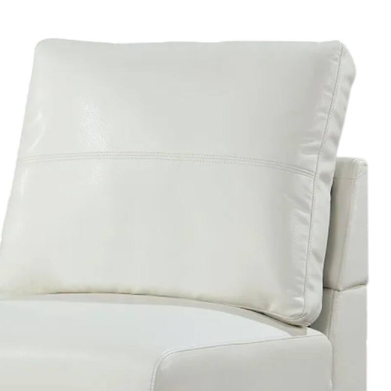 Althy Modular Armless Lounge Chair, Chrome Metal, White Faux Leather