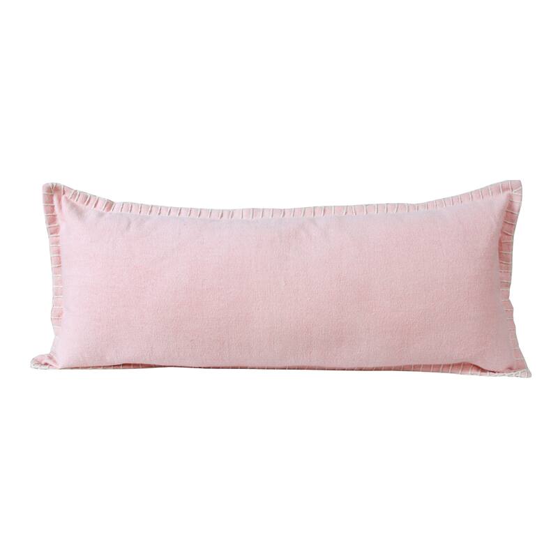 Sevita Guapo Casual Solid Stitched Edge Cotton Throw Pillow - 14" x 36" - Cover Only - Coral Pink - Single