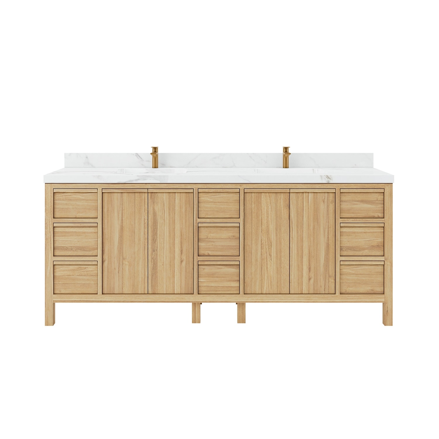 Willow Collections 84 in. W x 22 in. D Elizabeth Solid Teak Wood Double Sink Bathroom Vanity with Countertop