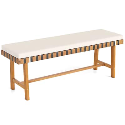 Costway 48" Long Acacia Wood Outdoor Bench with Thick Padded Seat - See Details