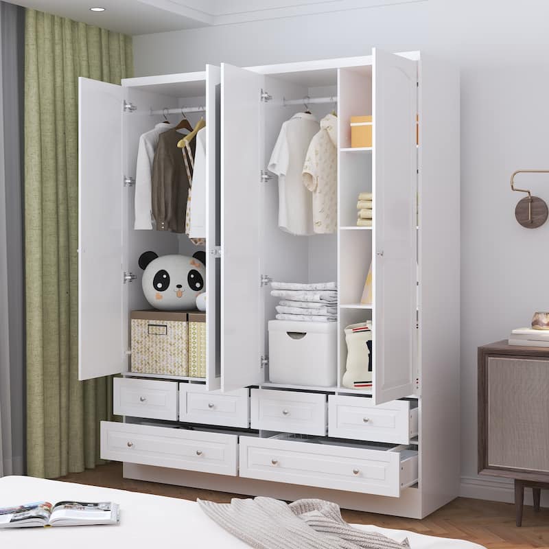 78.7"H Combo Twin Wardrobe Set Elegance Meets Utility Armoires Closet
