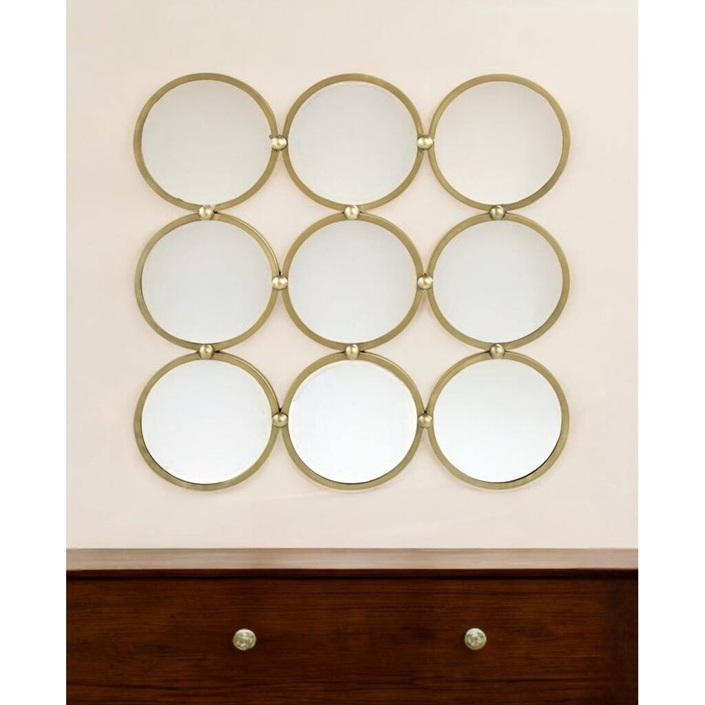 HomeRoots 27" Gold Square Iron Framed Accent Mirror - 27.2' X '27.2' X '1.4