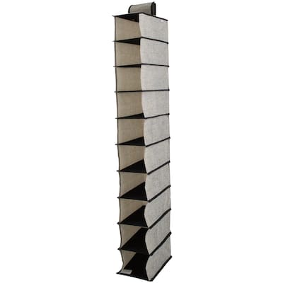 Simplify Black Plastic 10-shelf Non-woven Shoe Organizer - L6"x W12"x H47"